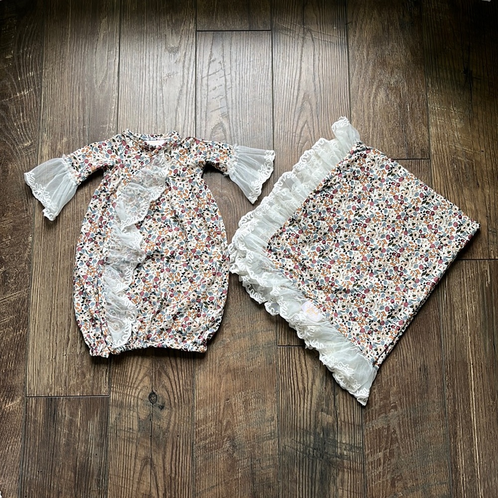 Haute Baby Lace Fall Floral Gown & Blanket🍁